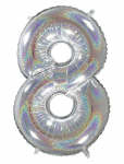 IPK - Number Foil 8 Hologram Silver 70 Cm - Laste s&uuml;nnip&auml;ev - 0
