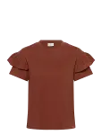 Kaffe - Kaerin Flounce T-Shirt - L&uuml;hikeste varrukatega - S