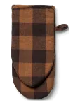 Midnatt - Oven Mitt Checked Brown - Pajakindad - 13X30