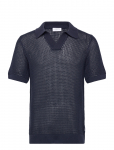 Lindbergh - V-Neck S/S Crochet Knit Polo - L&uuml;hikeste varrukatega kootud polos&auml;rgid - XXL