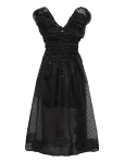 Ganni - Flocked Organza Long Ruched Dress - P&otilde;lveni ja midi - 38