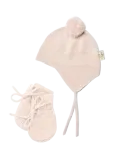 Copenhagen Colors - Merino Knitted Baby Bonnet W. Pompom + Baby Mittens - Beebim&uuml;tsid - 4-9M