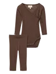 Copenhagen Colors - 2-Pack Lt. Knitted Pointelle Cross-Over Body W. Picot Edge + Pointelle Leggings W Picot Edge - Pikkade varrukatega - 62