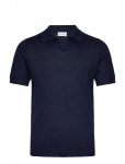 Davida Cashmere - Man Fine Knit Open Collar T-Shirt - L&uuml;hikeste varrukatega kootud polos&auml;rgid - M