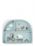 Done By Deer - Stick&Stay Compartment Plate Tiny Farm Blue - Taldrikud - 20X 16X H 3CM