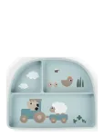 Done By Deer - Stick&Stay Compartment Plate Tiny Farm Blue - Taldrikud - 20X 16X H 3CM