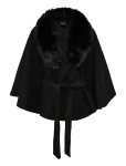Gina Tricot - Faux Fur Collar Cape Jacket - Kunstkarusnahk - M/L