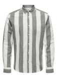 ONLY & SONS - Onsarlo Slim Ls Stripe Hrb Linen Shirt - Vabaaja - XS