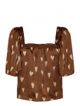 Stella Nova - Heart Printed Silk Top - L&uuml;hikeste varrukatega - 36