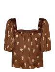 Stella Nova - Heart Printed Silk Top - L&uuml;hikeste varrukatega - 36
