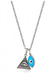 Nialaya - Men's Silver Necklace With Turquoise Evil Eye And Eye Of Ra Pendant - Kaelakeed - 22"