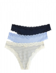 Lindex - 3-Pack Thong With Lace Details - Stringid - XXL