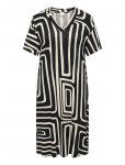 ONLY Carmakoma - Carfyrla S/S V-Neck Blk Aop Dress Noos - P&otilde;lveni ja midi - 50-52