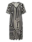 ONLY Carmakoma - Carfyrla S/S V-Neck Blk Aop Dress Noos - P&otilde;lveni ja midi - 50-52