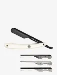 Parker - Ptawk - Adjustable Push With 3 Blade Option White Handle Barber/Straight Razor - Pardlid - ONE SIZE