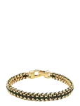 Nialaya - Men's Green Woven 8Mm Box Chain Bracelet In Gold - K&auml;ev&otilde;rud - M