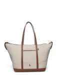 Polo Ralph Lauren - Leather-Trim Canvas Large Shopper Tote - Kandekotid - ONE SIZE