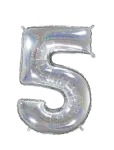 IPK - Number Foil 5 Hologram Silver 70 Cm - Laste s&uuml;nnip&auml;ev - 0
