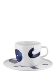 Alessi - Set Of Coffee Cup For Drip Brewing With Saucer In Porcelain Pattern Design S. Yunoki - Kohvitassid - H:8.5CM