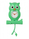 KARLSSON - Wall Clock Owl Pendulum Abs Bright Green - Kellad - H:37.5CM