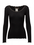 Rosemunde - Rwbabette Silk Ls U-Neck Lace T-Shirt - Pikkade varrukatega - XS