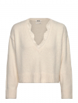 Monki - Lace-Trimmed V-Neck Sweater - Džemprid - XL