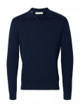 Selected - Slhtorino Ls Knit Open Stitch Polo - Pikkade varrukatega kootud polos&auml;rgid - XXL