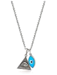 Nialaya - Men's Silver Necklace With Turquoise Evil Eye And Eye Of Ra Pendant - Kaelakeed - 22"