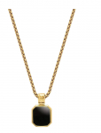 Nialaya - Gold Necklace With Square Onyx Pendant - Kaelakeed - 22"