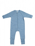Smallstuff - Night Suit, Light Blue Melange Drop Needle, Merino Wool - Pidžaama kombinesoonid - 92