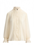 Lauren Ralph Lauren - Lace-Trim Crinkle Georgette Blouse - Pikkade varrukatega - XS