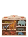 Tender Leaf - Display Shelf With 8 Wooden Animals - Safari - Puidust kujud - ONE SIZE
