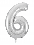 Joker - Foil Balloon Number 6 Silver 86 Cm - Peotarbed - 86 cm