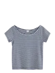 Lindex - Top Short Sleeve Rib And Deep - L&uuml;hikeste varrukatega - 134/140