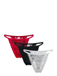 Lindex - 3-Pack Thong In Lace - Stringid - S