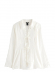 Lindex - Embroidered Blouse With Tie Band - Pikkade varrukatega - XS