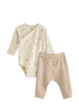 Lindex - Set With Wrap Bodysuit And Trousers - Pikkade varrukatega - 68
