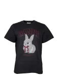 Ganni - Grey Bunny T-Shirt - L&uuml;hikeste varrukatega - S