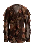 Lauren Ralph Lauren - Floral Ruffle-Trim Chiffon V-Neck Blouse - Pikkade varrukatega - S