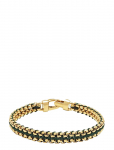 Nialaya - Men's Green Woven 8Mm Box Chain Bracelet In Gold - K&auml;ev&otilde;rud - L