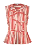 STINE GOYA - Striped Embroidered Cotton, Tie Front Vest - Varrukateta - XS