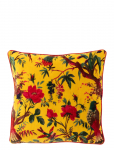 J-Line - Cushion Bird/Flow Cott Velv Ye - Padjad - W45CM