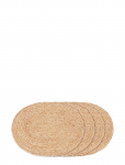 House Nordic - Rina - Placemat In Braided Jute, Nature, Oval 35X45 Cm, Set Of 4 - Lauamatid - 0.5X35X45CM