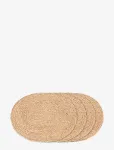 House Nordic - Rina - Placemat In Braided Jute, Nature, Oval 35X45 Cm, Set Of 4 - Lauamatid - 0.5X35X45CM