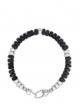 Nialaya - Men's Hexagon Beaded Bracelet With Black Onyx And Silver - K&auml;ev&otilde;rud - L