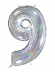 IPK - Number Foil 9 Hologram Silver 70 Cm - Laste s&uuml;nnip&auml;ev - 0