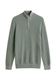 Gant - Waffle Knit Half-Zip Sweater - Poolpika lukuga džemprid - M