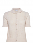 Davida Cashmere - Mesh Knitted Short Sleeve Cardigan - Kardiganid - XL
