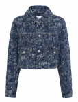 Ganni - Floral Pattern Cropped Denim Jacket - L&uuml;hikesed teksap&uuml;ksid - 34