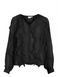 Vila - Vimitalla V-Neck L/S Flounce Shirt - Pikkade varrukatega - 40